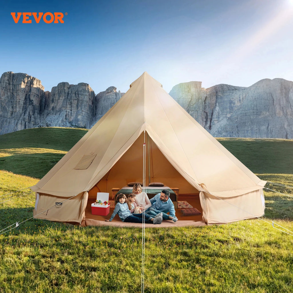 Canvas Bell Tent 4 Seasons Canvas Tent for Camping with Stove Jack Breathable Tent Family Camping Outdoor Hunting Party