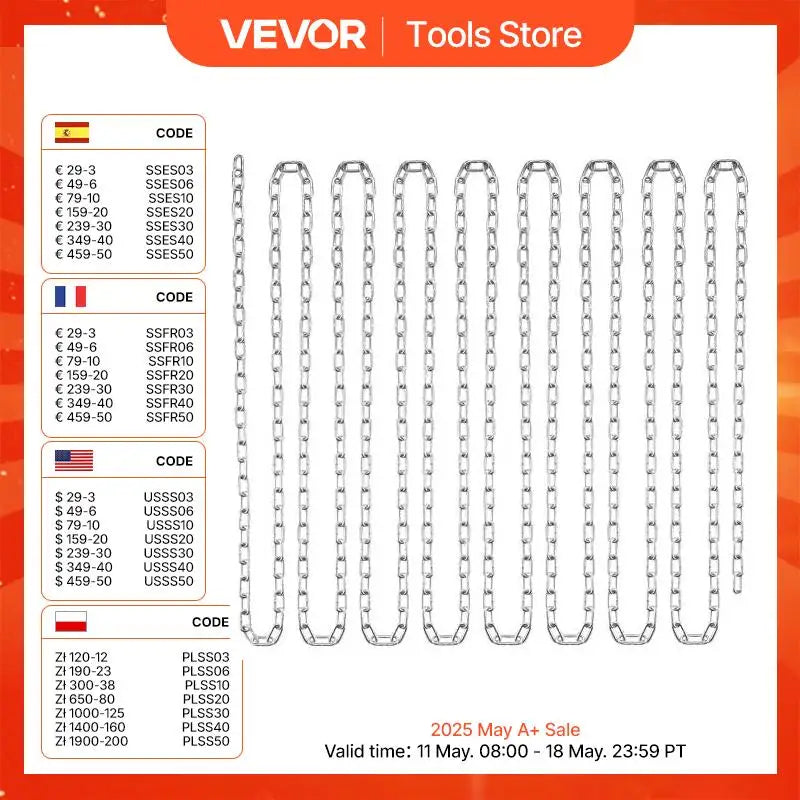 100ft Safety Chain 1/8" Proof Coil Chain 330 lbs Zinc Plated with  Galvanized Carbon Steel Link Chain for Towing Hanging
