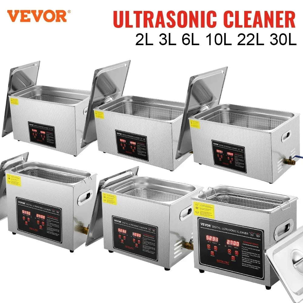 Ultrasonic Cleaner w/ Digital Timer & Heater,Professional Ultra Sonic Jewelry Cleaner,Stainless Steel Heated Clean Machine