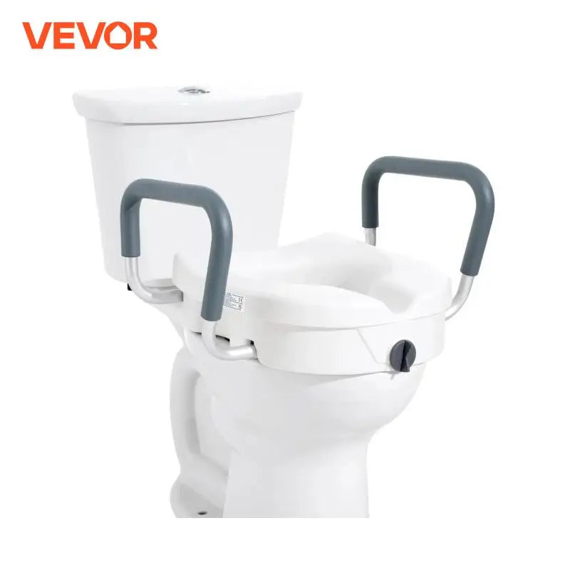 Raised Toilet Seat 5" Height Raised 350 lbs Weight Capacity for Round and Elongated Toilet Twist Lock Installation Elderly