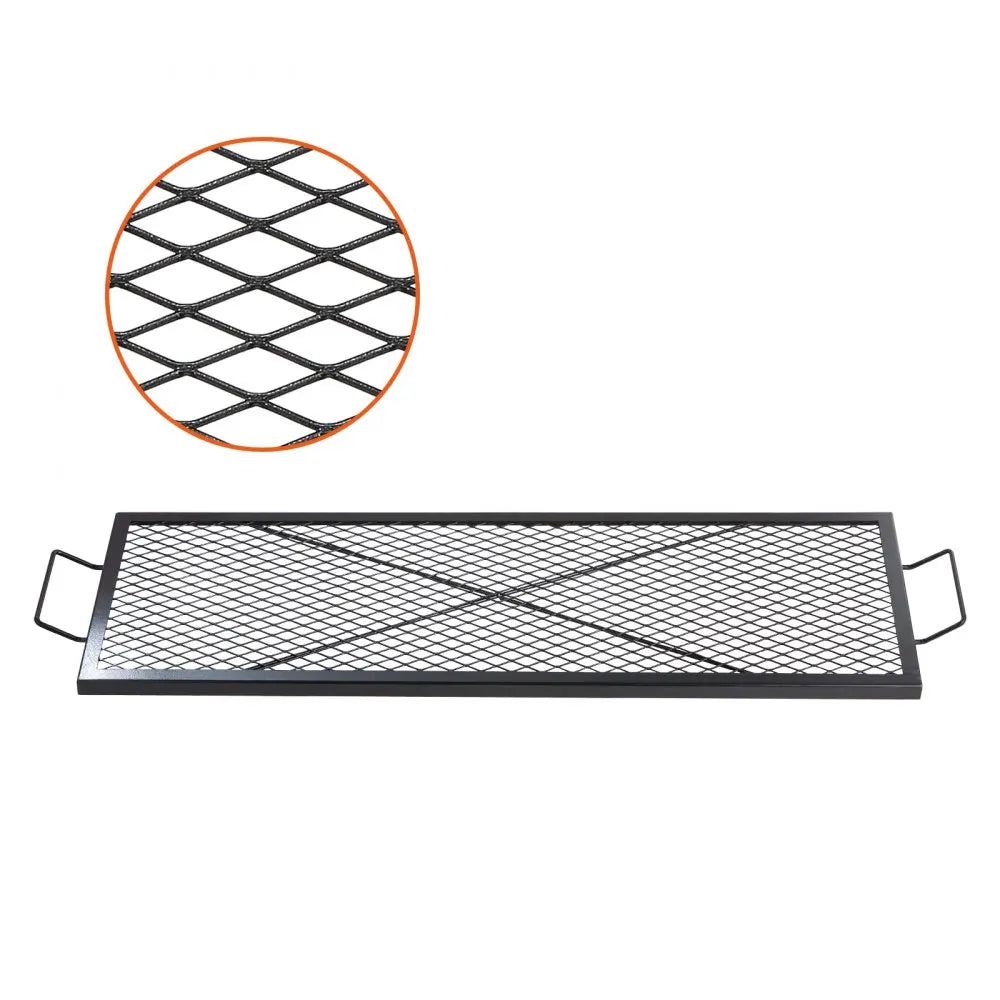 X-Marks Rectangle Fire Pit Grill Grate,Heavy Duty Steel Campfire BBQ Grill Grid,Portable Cookware for Outside Party