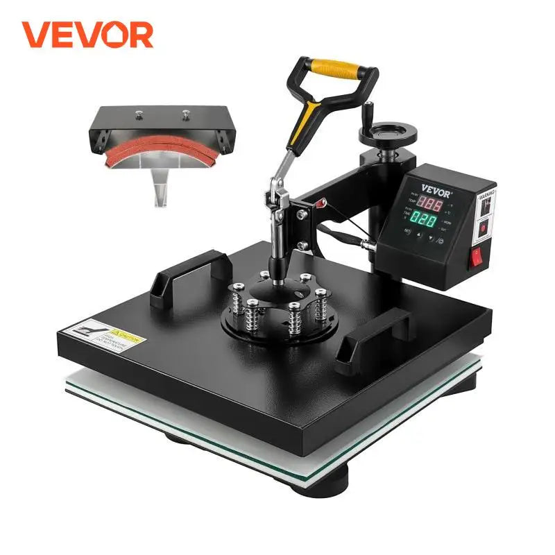 2In1 Heat Press Machine 38*38CM Multifunctional 360 Degree Swing-Away Digital Sublimation Printer Transfer DIY T-shirt Cap