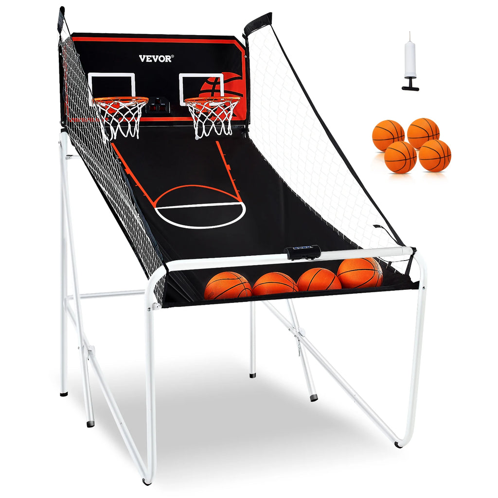 Foldable Basketball Arcade Game 2 Player Indoor Basketball Game Home Dual Shot Sport w/ 4 Balls 8 Game Modes for Kid Adult