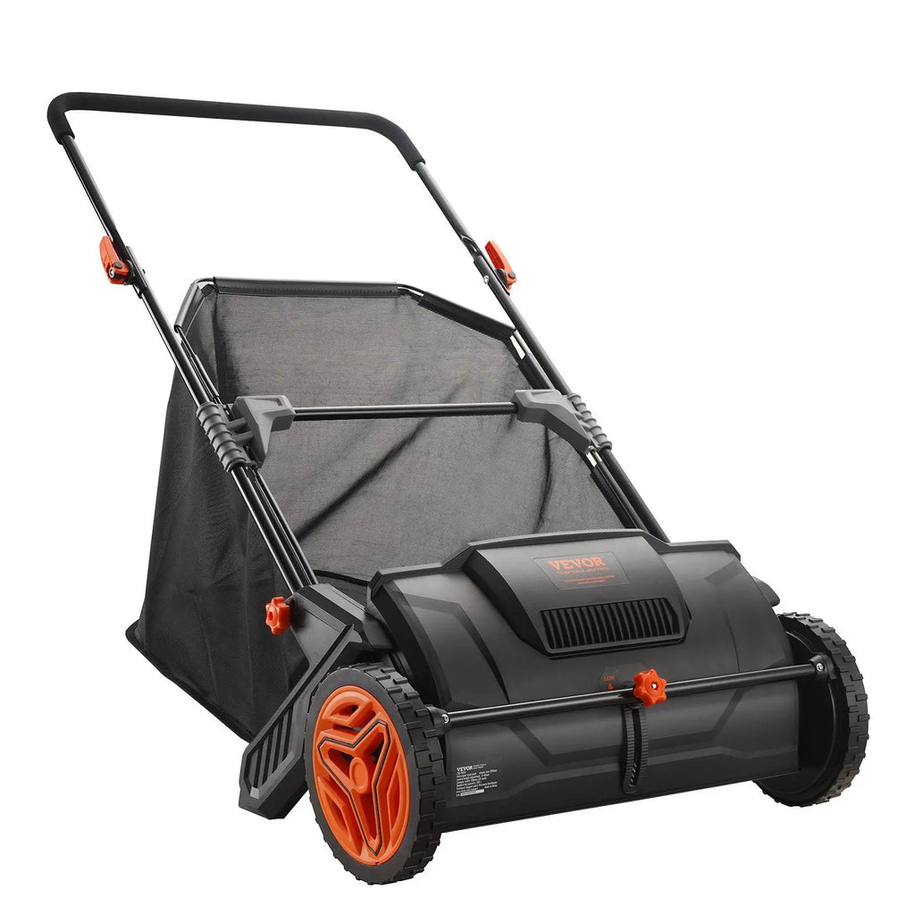 Push Lawn Sweeper, 21-inch Leaf & Grass Collector, Strong Rubber Wheels & Heavy Duty Thickened Steel Durable to Use with L