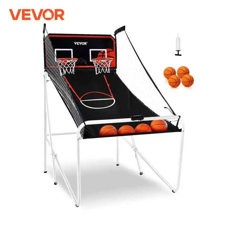 Foldable Basketball Arcade Game 2 Player Indoor Basketball Game Home Dual Shot Sport w/ 4 Balls 8 Game Modes for Kid Adult