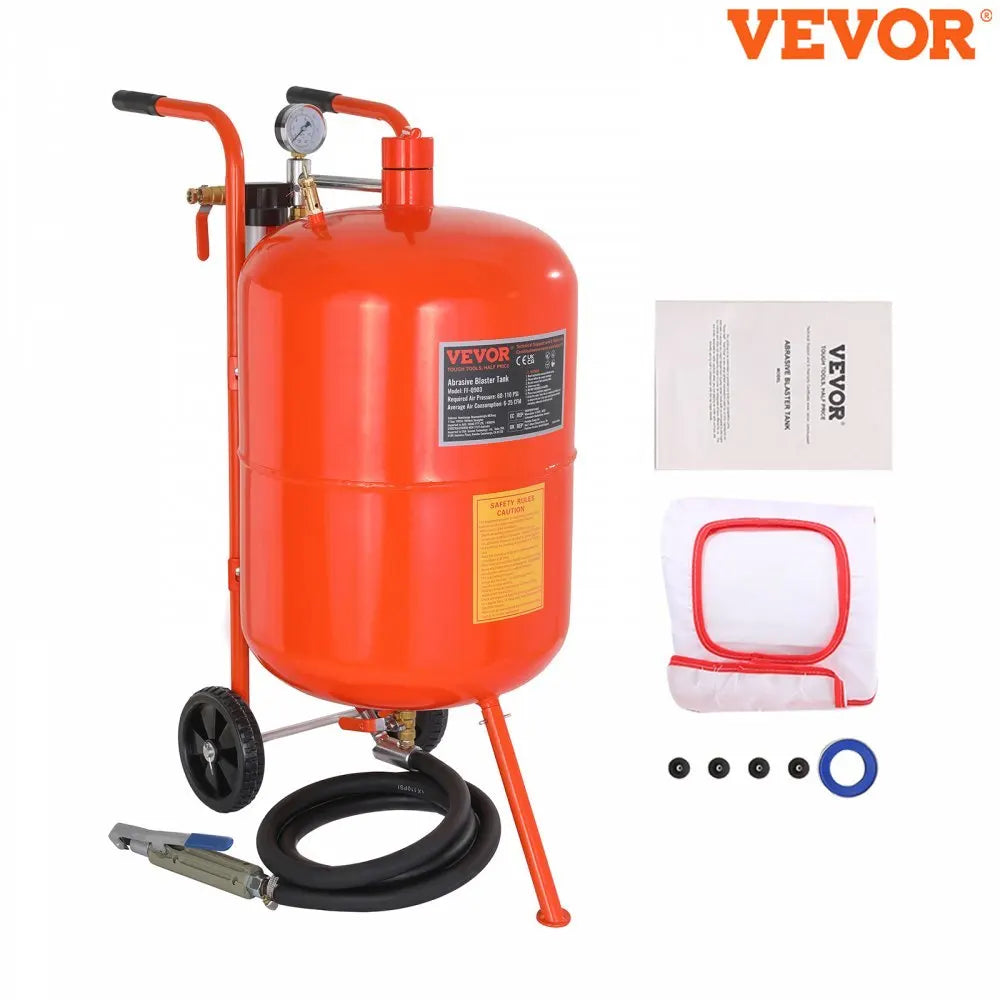 5/10/20 Gallon Sand Blaster 60-110 PSI Portable Air Sandblaster Kit with Oil-Water Separator for Paint Stain Rust Removal