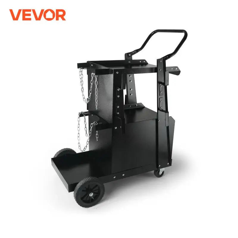 Welding Cart 2-Tier Heavy Duty Welder Cart with 360° Swivel Wheels Tank Storage Cabinet for TIG ARC Plasma Cutter Machine