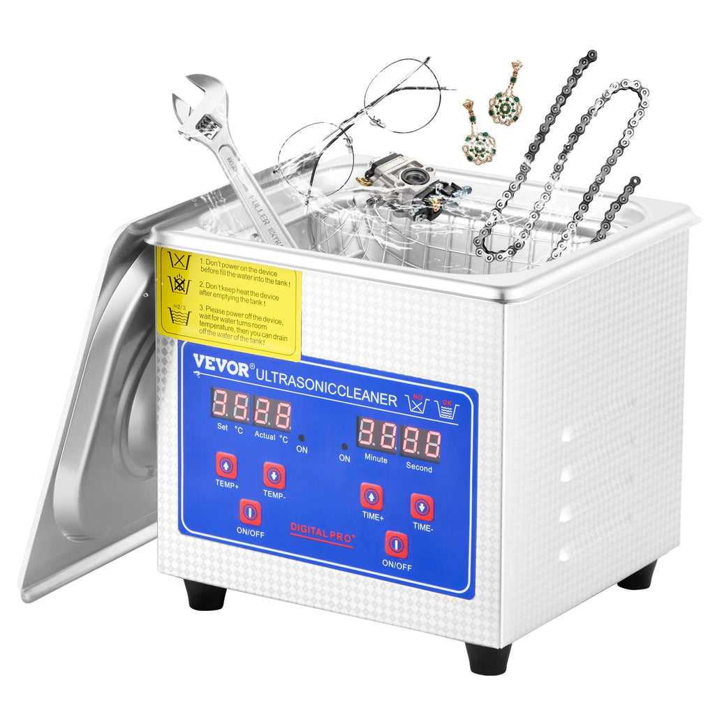 1.3L Ultrasonic Cleaner Machine Stainless Steel Ultrasonic Cleaning Machine Digital Heater Timer Jewelry Cleaning for Home