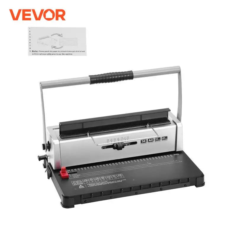 Coil Spiral Binding Machine Manual Book Maker 34-Holes Binding 120 Sheets Punch Binder with Adjustable Coil Binding Spines