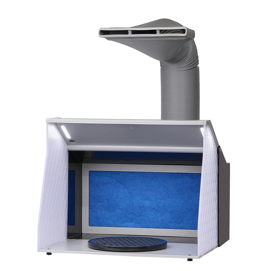 Airbrush Spray Booth Portable Hobby Airbrush Paint Spray Booth Kit with 4 LED Light Powerful Dual Exhaust Fans