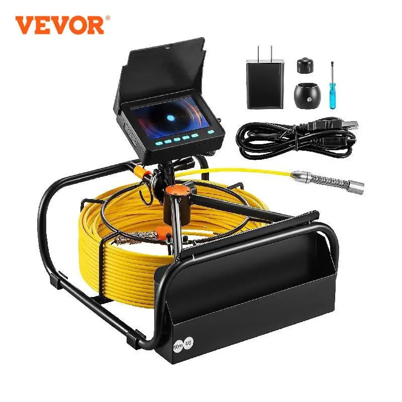 Pipe Inspection Camera with DVR 16GB Micro SD Card 4.3in Monitor IP68 8500mHA Battery Sewer Drain Industrial Endoscope 50M