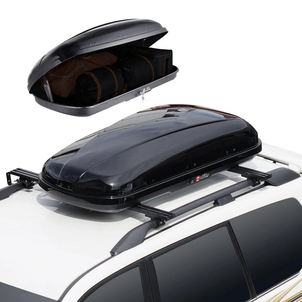 Rooftop Cargo Carrier Roof Cargo Box ABS Hard Shell Roof Box with Dual-Sided Opening and 2 Reinforced Straps Aerodynamic
