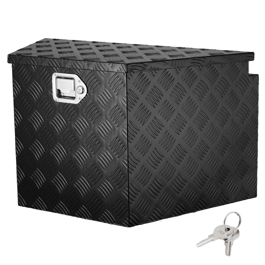 Trailer Tongue Box, Aluminum Alloy Diamond Plate Tongue Box Tool Chest, Heavy Duty Trailer Box Storage with Lock and Keys