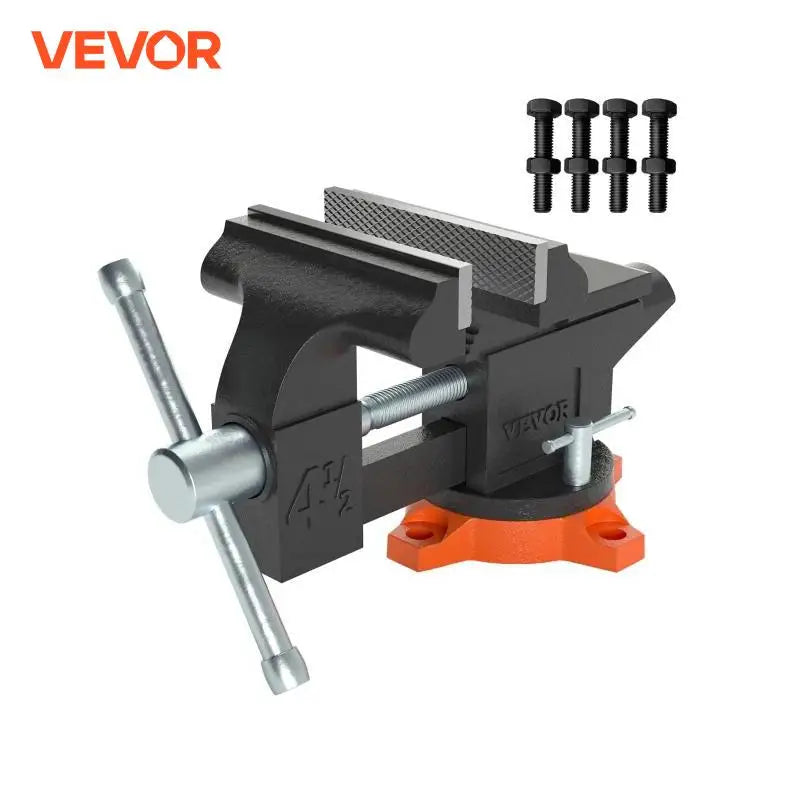 Bench Vise 4.5" 6" 6.5" Multipurpose with Swivel Base & Anvil Heavy Duty Cast Iron for Drilling, Conduit Cutting, Sanding