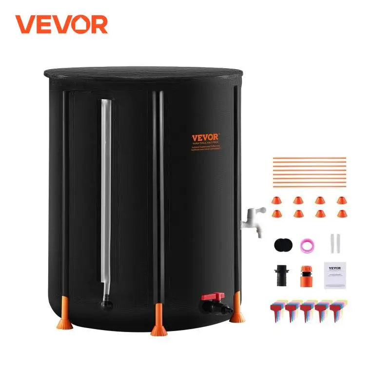 Collapsible Rain Barrel Portable Rain Water Collection Barrel, PVC Rainwater Collection System with Spigots & Overflow Kit