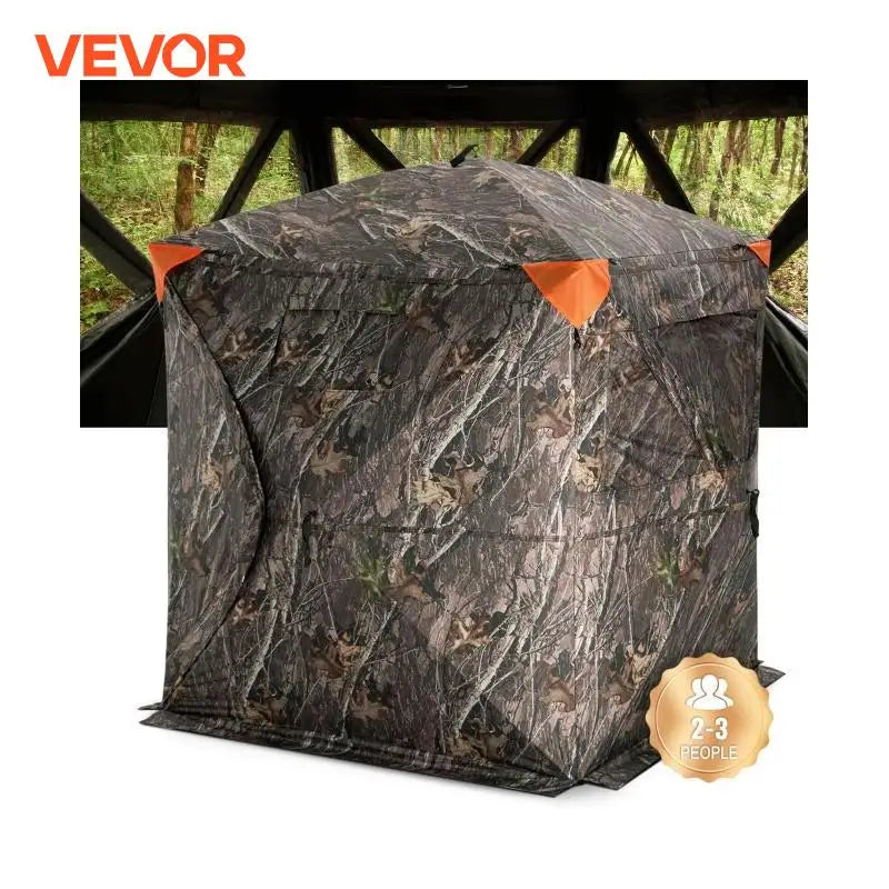 Hunting Blind, 270° See Through Ground Blind, 2-3 Person Pop Up Deer Blind for Hunting with Carrying Bag, Portable Tent