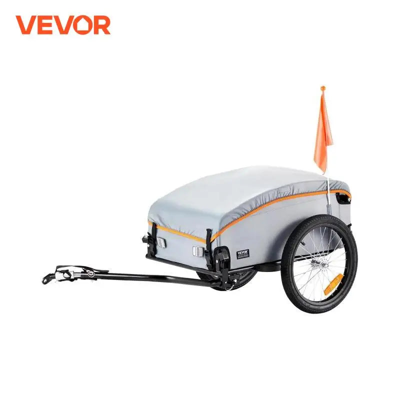 100lbs Bike Cargo Trailer Foldable Bicycle Wagon Cart with Waterproof Cover & Safe Reflectors Fits 22"-28" Bike Wheel