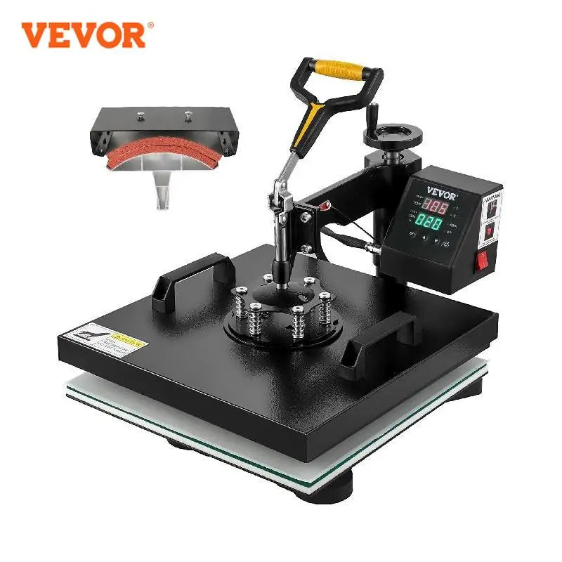2In1 Heat Press Machine 38*38CM Multifunctional 360 Degree Swing-Away Digital Sublimation Printer Transfer DIY T-shirt Cap