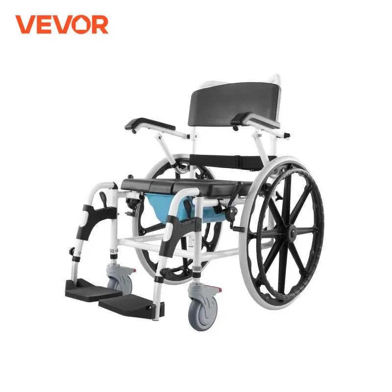 Shower Wheelchair 17.5in Bathroom Wheelchair for Inside Shower Adjustable Rolling Shower Chair for Disabled Adult 300 lbs