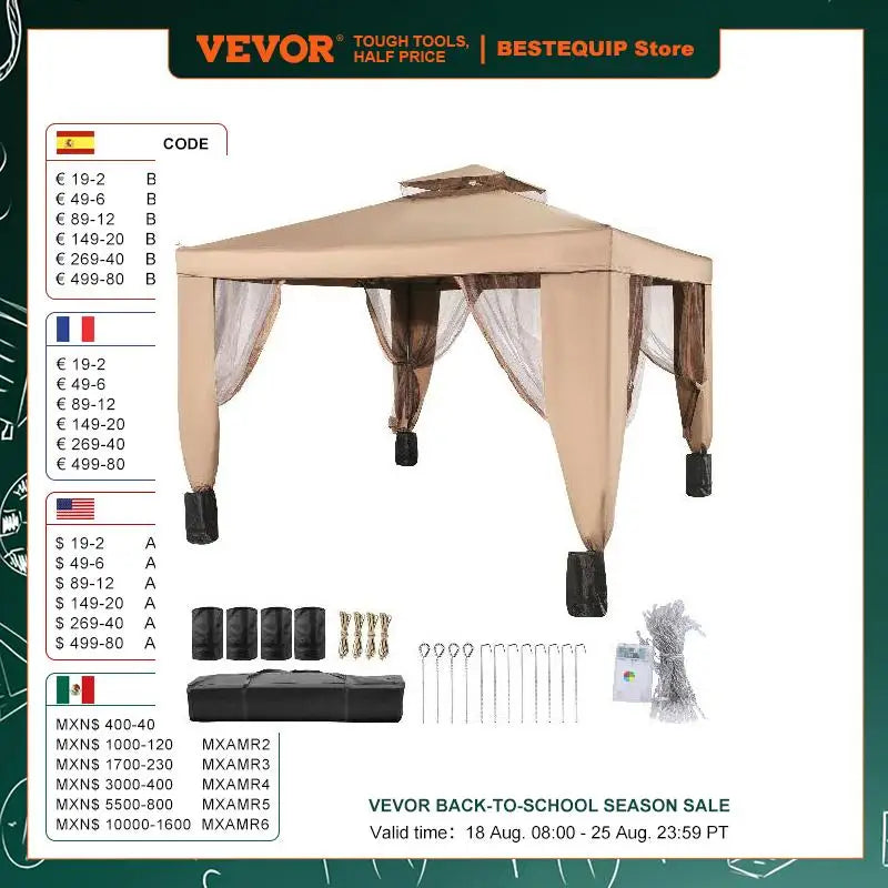 Outdoor Gazebo Canopy Tent W/ Netting Sandbag Patio Garden Shade Awning Shelter Picnic Backyard Party Wedding Camping Tent