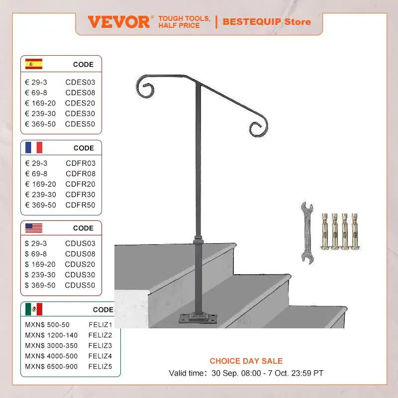 Single Post Handrail Wrought Iron Post Mount Step With Base Plate Fits 1Or2 Steps Grab Rail Single White/Gray Post Railing