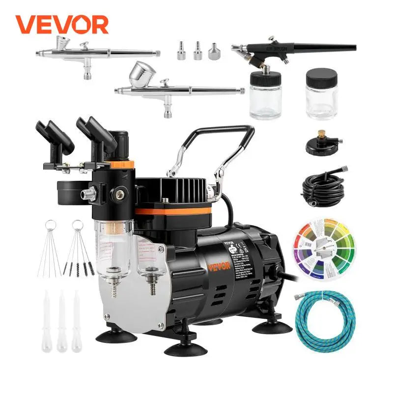 Professional Dual-Action Airbrush Kit 120W Electric Spray Gun Air Brush Painting Set Art Nail Tattoo Makeup Model Sprayer
