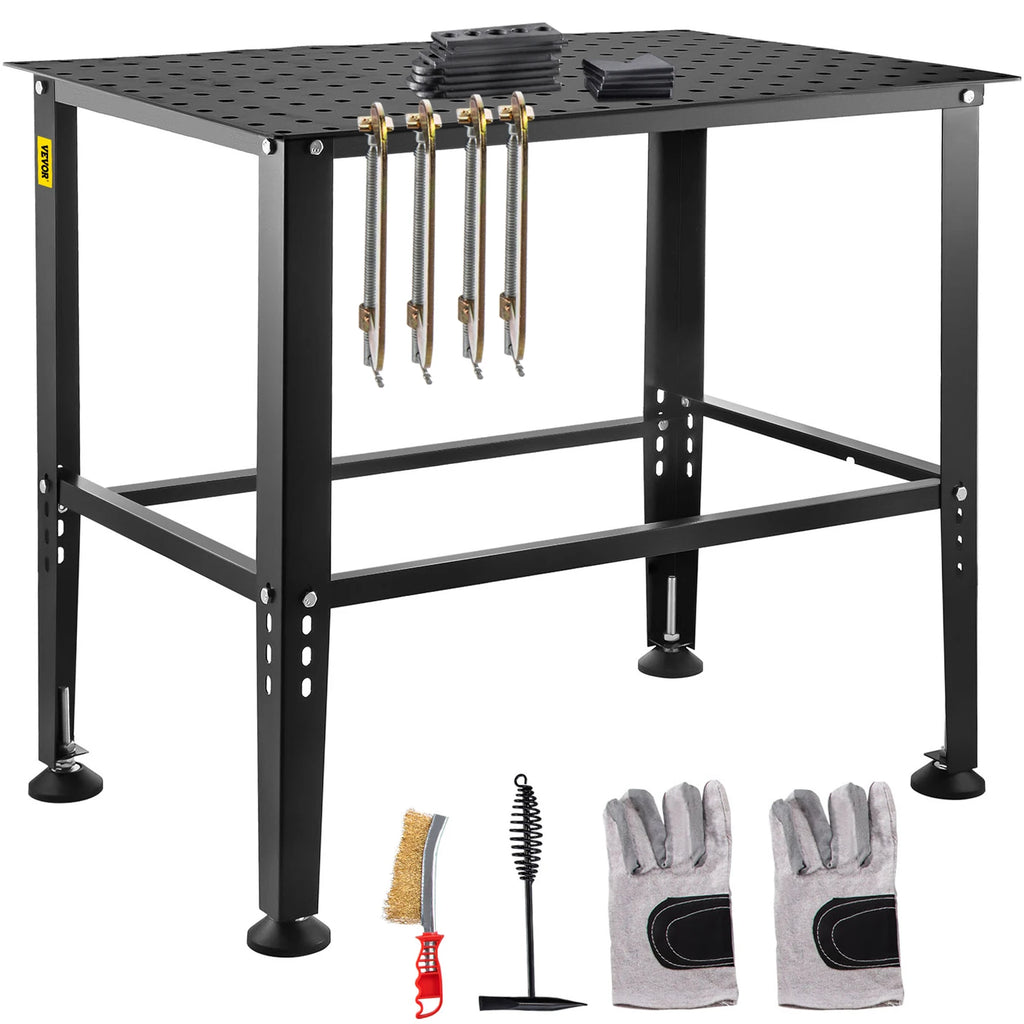 36x24 Inch Workbench Adjustable Height Supporting Chainsaw 600Lbs Load Capacity Steel Garage Multi-Functional Work Table