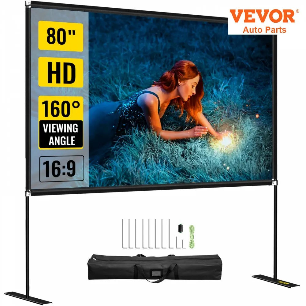 80 100 135 150 180 Inch Foldable Portable HD 4K Projector Screen with Stand 16:9 Movie Video Indoor Outdoor Portable Home