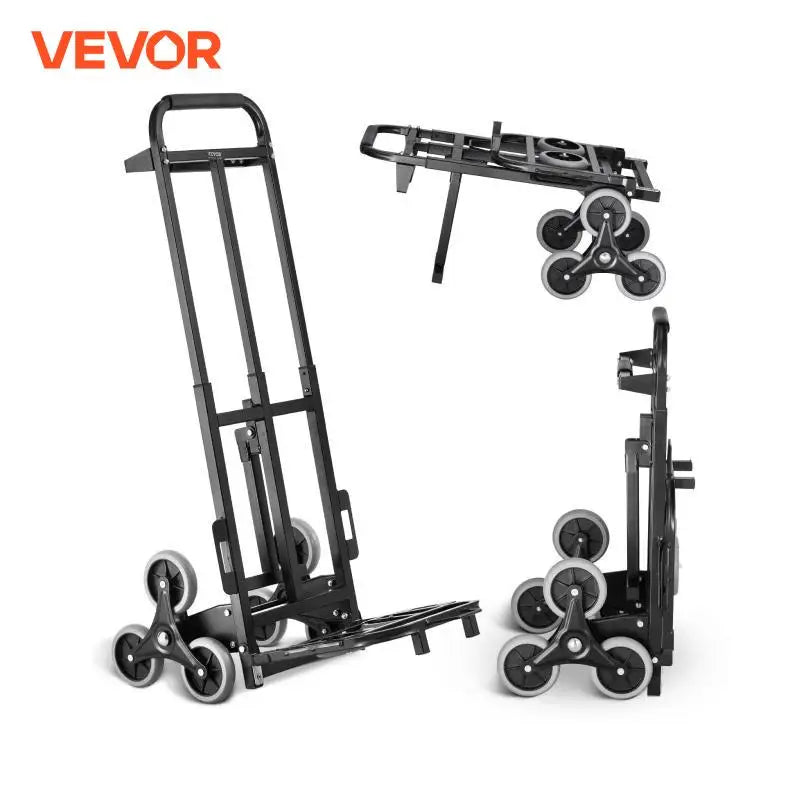 460 lbs Stair Climbing Cart Folding Hand Truck Dolly with Handle 6 Wheels & 2 Elastic Ropes for Shopping Moving Warehouse