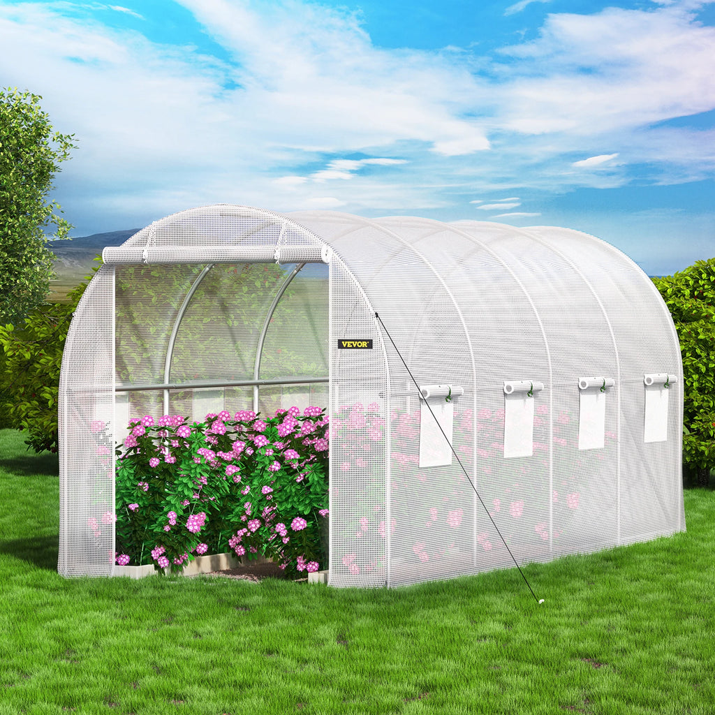 Walk-in Tunnel Greenhouse Portable Plant Hot House with Galvanized Frame & Waterproof Cover For Protecting Plants Grow