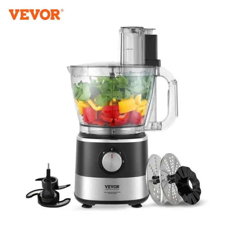 Food Processor 14-Cup Vegetable Chopper for Chopping Mixing Kneading Dough 600 Watts Stainless Steel Blade Professional