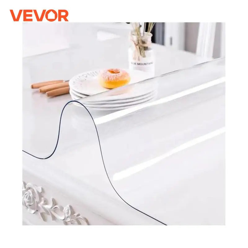 1.5mm 2mm PVC Table Cloth Transparent Clear Desk Cover Protector Plastic Soft Glass Waterproof Oilproof for Dining Table
