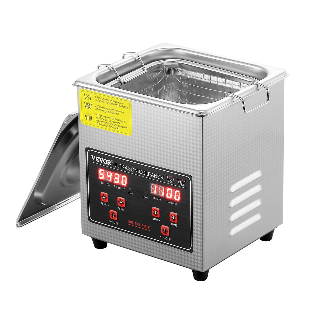 2L Ultrasonic Cleaner with Digital Timer & Heater, Ultra Sonic Jewelry Cleaner, Stainless Steel Heated Cleaning Machine