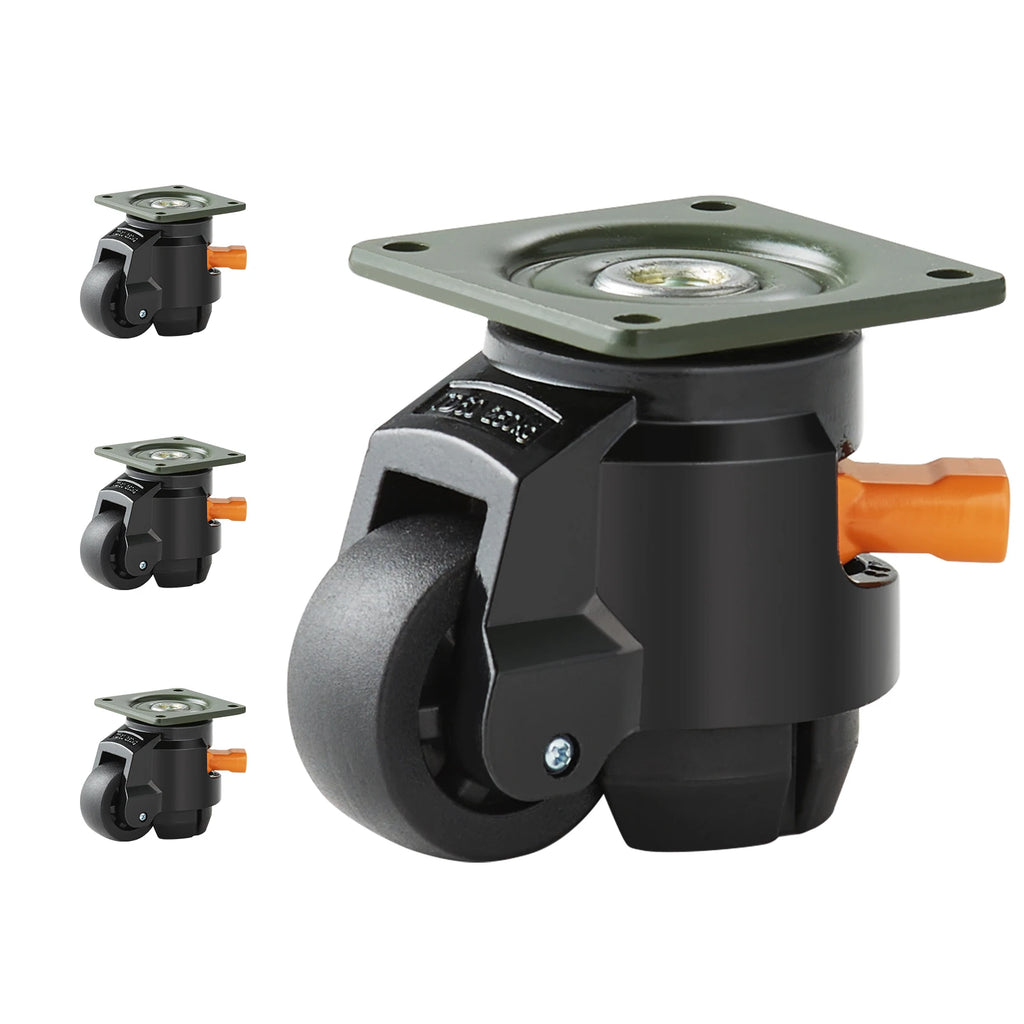Leveling Casters, Set of 4, 2/2.5In, Heavy Duty w/ Upgraded Handle Design, 360 Degree Swivel Caster Wheels, for Workbench