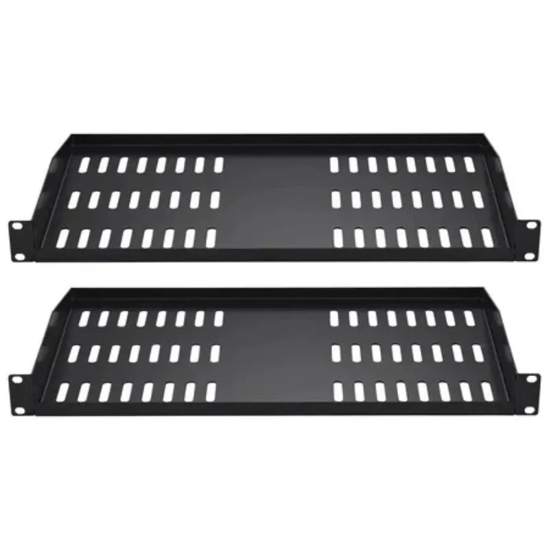 2PCS 1U Server Rack Shelf 10"/254 mm Depth Vented Rack Mount Shelf Tray