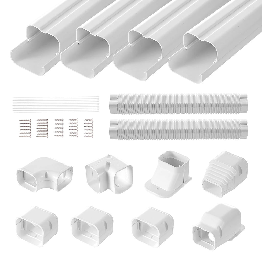 Mini Split Line Set Cover PVC Decorative Pipe Line Cover For Air Conditioner Easy to Install Paintable for Heat Pump White
