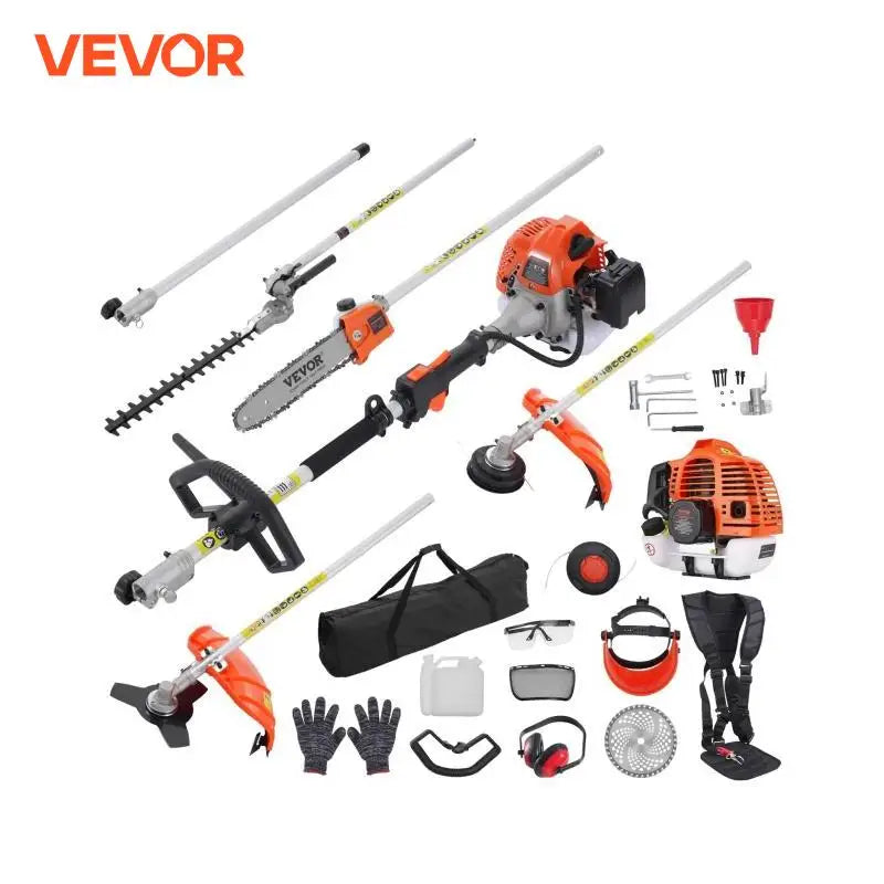 52CC 6- in-1 Multi-Functional Trimming Tools Gas Hedge Trimmer Weed Eater String Trimmer Brush Cutter Edger Pole Saw
