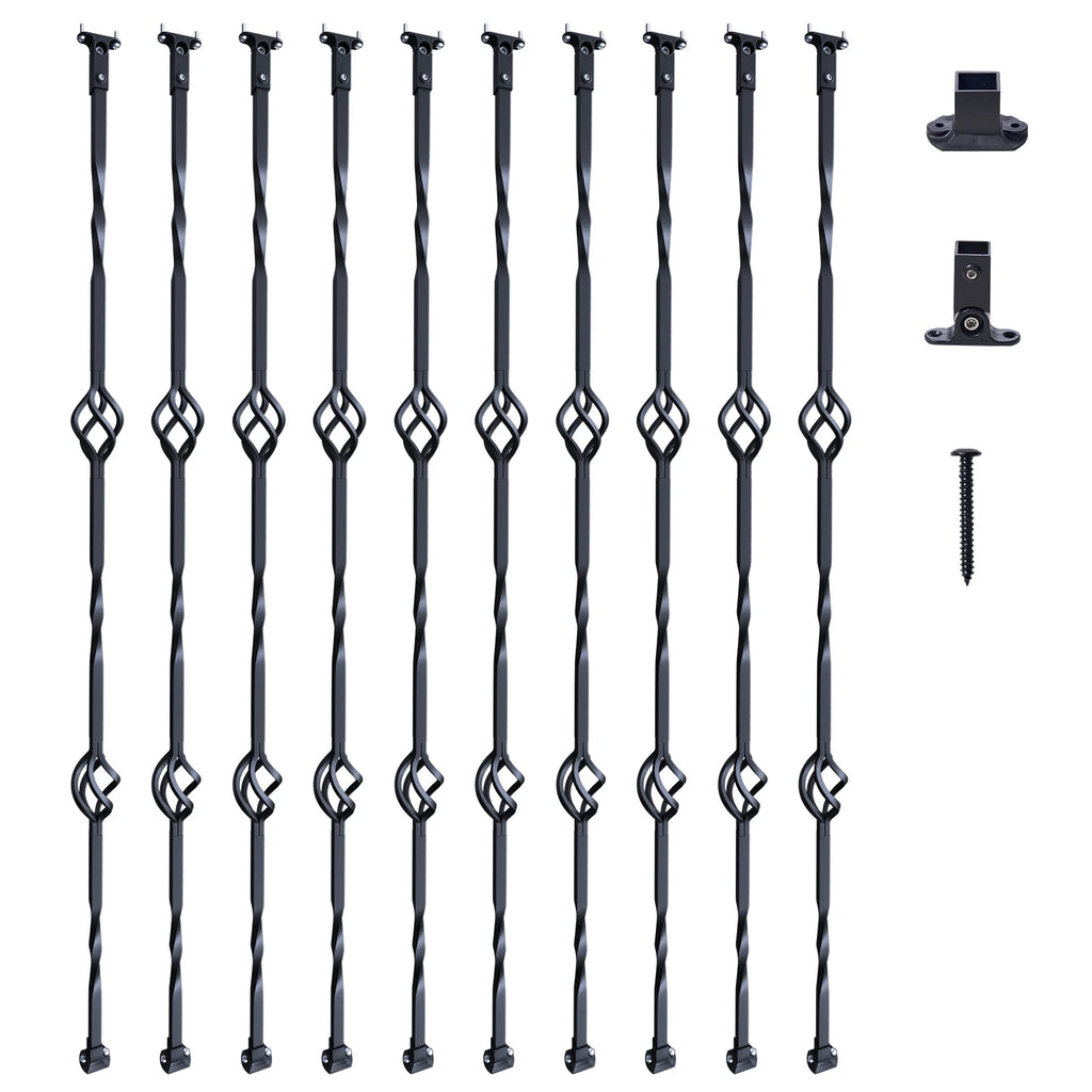 Staircase Metal Balusters Galvanized Steel Decorative Banister Spindles with Hollow Baskets Spiral Stair with Shoes Screws