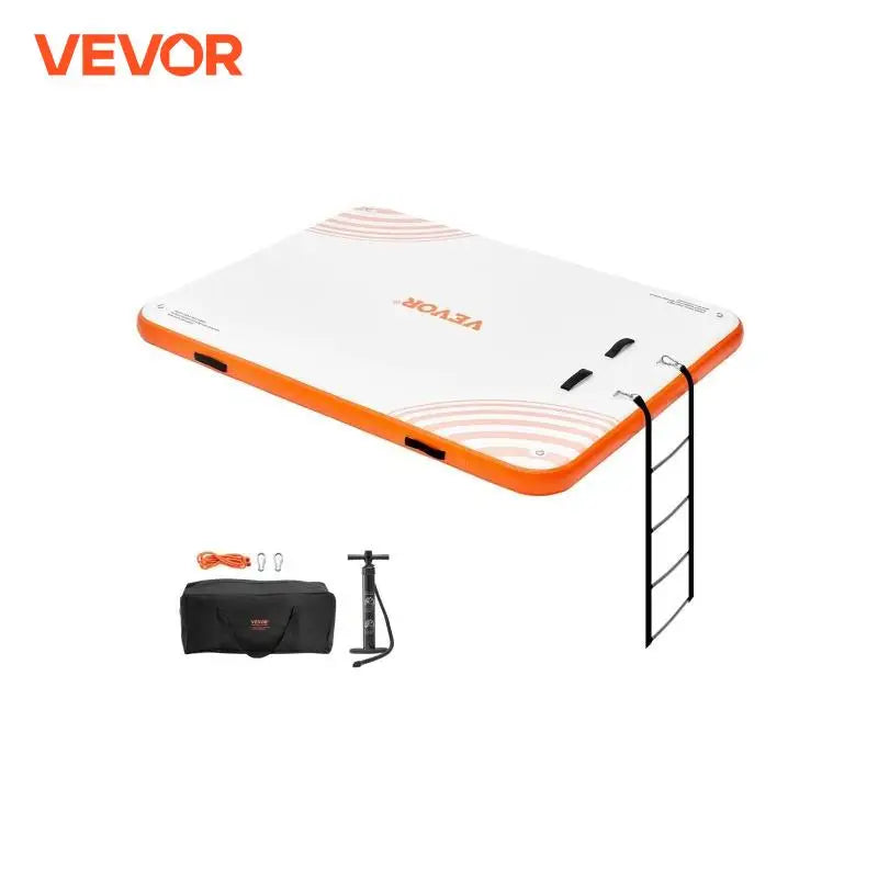 Inflatable Floating Dock 10x8FT Non-Slip Water Detachable Ladder Portable Carrying Bag Floating Platform Island Raft