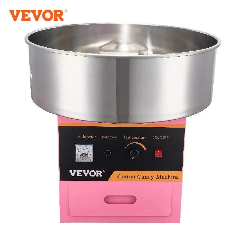 Electric Cotton Candy Machine Commercial Floss Maker with Stainless Steel Bowl Sugar Scoop and Drawer for Birthday Party
