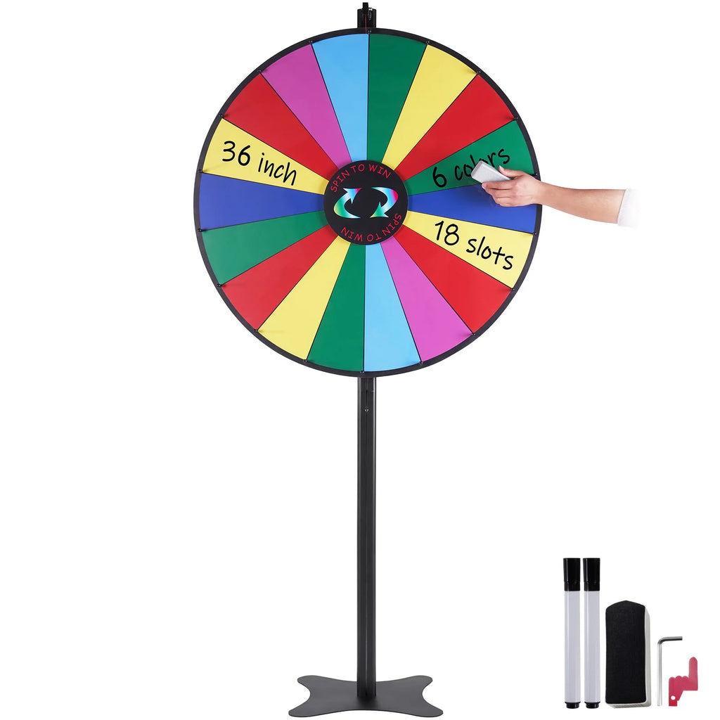 18/24/36 inch Spinning Prize Wheel 14 Slots Spinning Wheel Tabletop or Floor Standing Win Fortune Spin Games in Party Pub