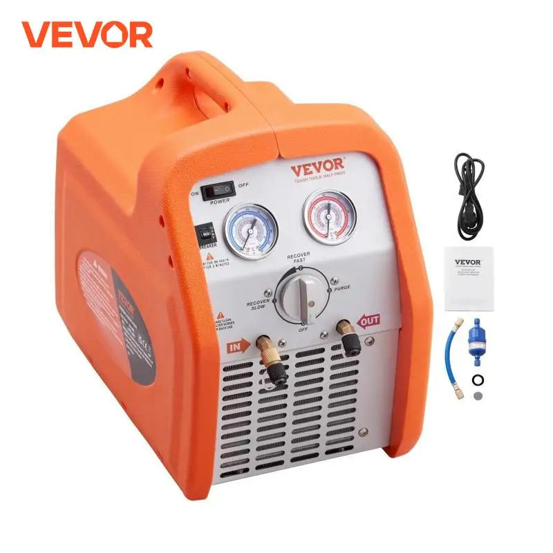 1HP Refrigerant Recovery Machine Dual Cylinder Portable with High Pressure Protection for Refrigerant Car Air Conditioning