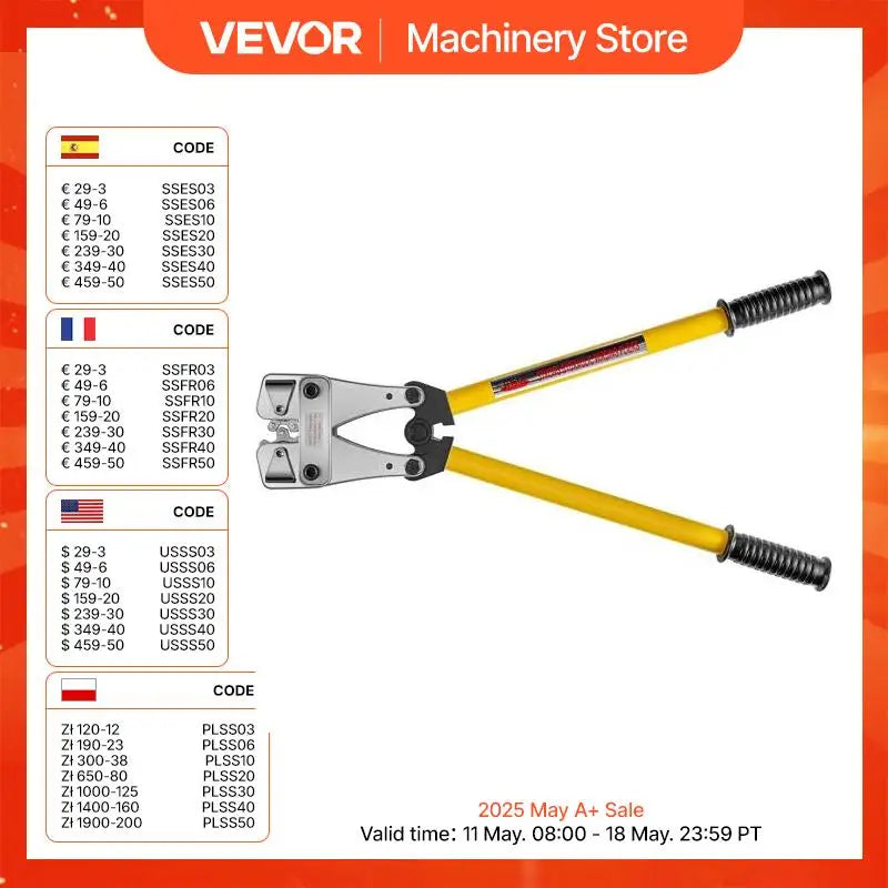 Hex Connector Crimping Plier 10-120mm2 Battery Cable Lug Terminal Crimper Non-Welding Standard Electrical Connection Tool