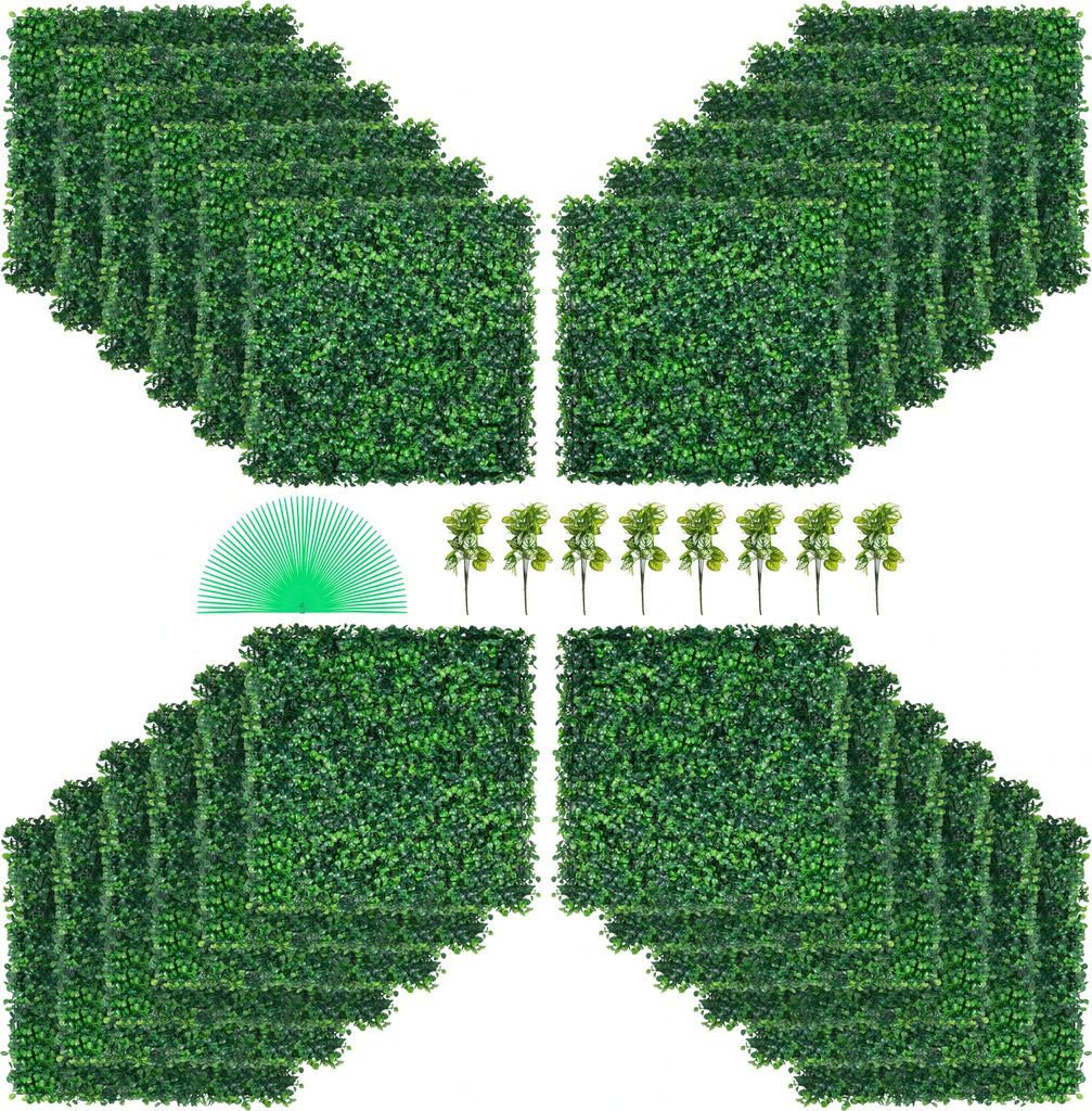 Artificial Boxwood Panel 24pcs Fake Hedge Wall Panels 20"X20" Artificial Grass Backdrop for Decor Privacy/Fence/Indoor