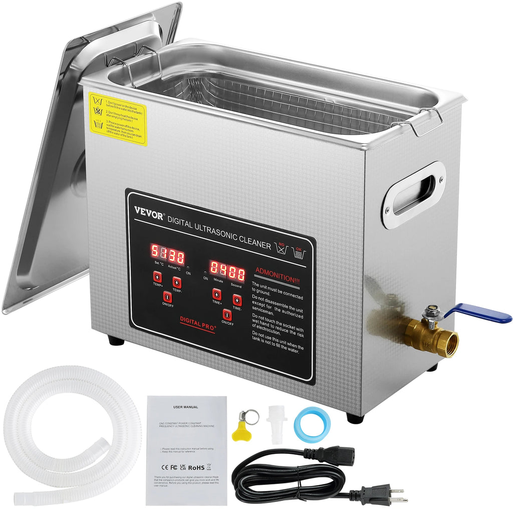 Ultrasonic Cleaner w/ Digital Timer & Heater,Professional Ultra Sonic Jewelry Cleaner,Stainless Steel Heated Clean Machine