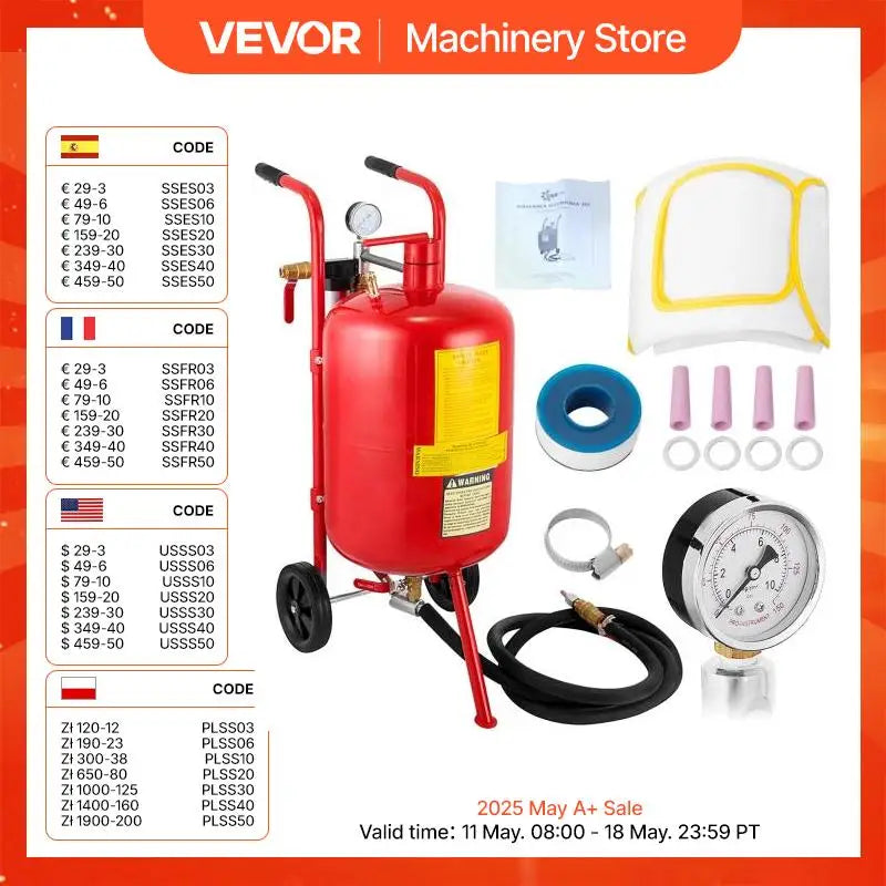 40L 10Gal Sandblaster Heavy Duty Steel Abrasive Air Sand Blaster Mobile Rust Remove Surface Cleaning Recondition Machine