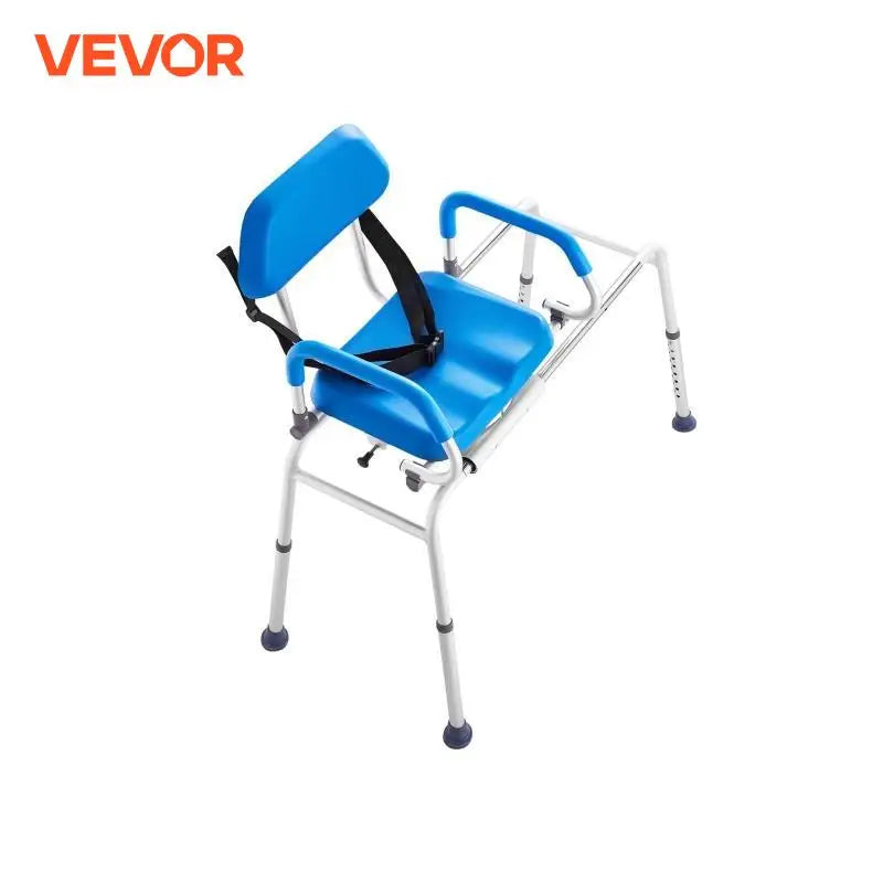 Sliding Tub Transfer Bench with 360 Degree Swivel Seat Safety Belt Height Adjustable Bath Chair for Elderly Disabled 330LB
