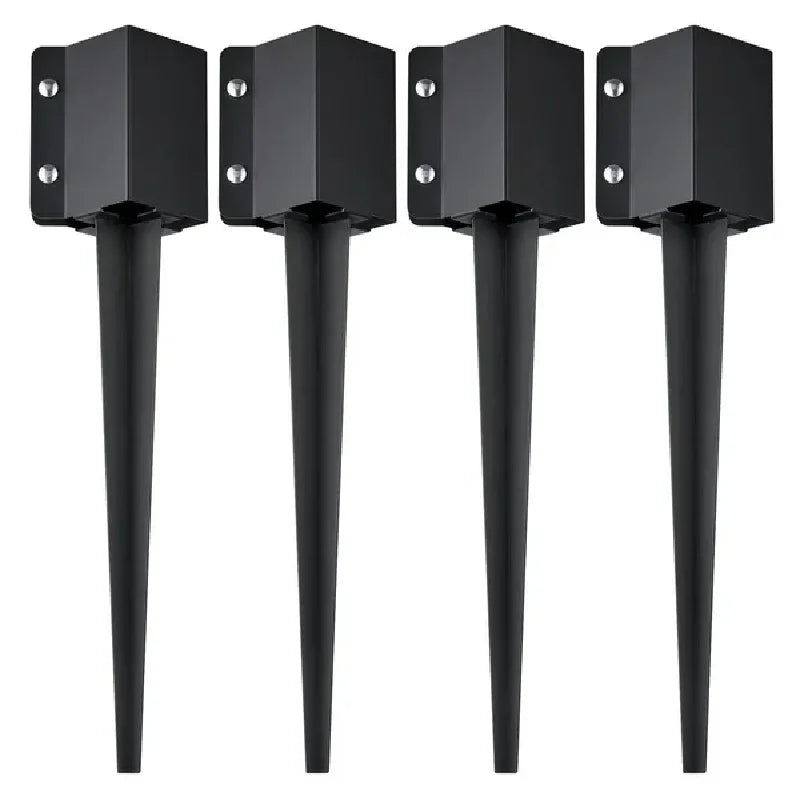 Fence Post Anchor Ground Spike, 4 Pack 24 x 4 x 4 Inches Outer Diameter (Inner Diameter 3.5 x3.5 Inches), Metal Black Powd