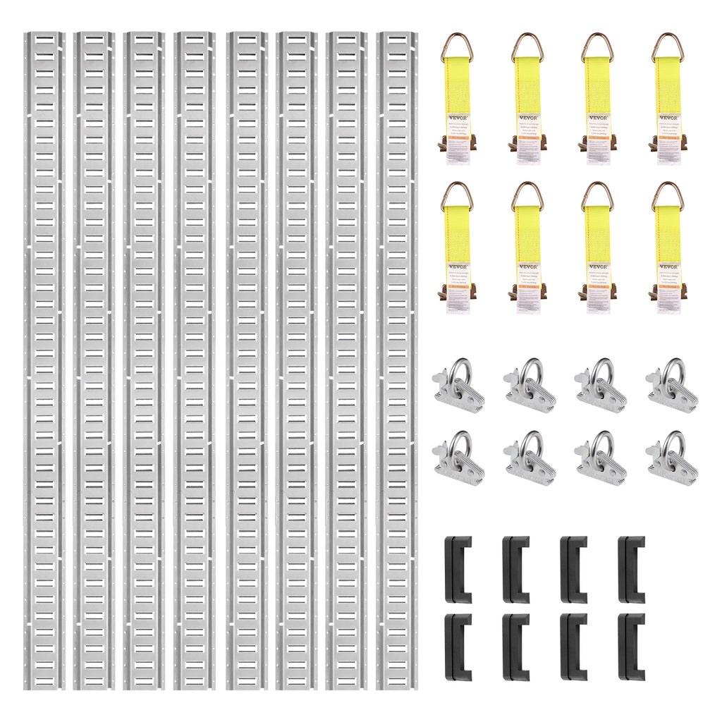 E Track Tie-Down Rail Kit, 34PCS 5FT E-Tracks Set, Securing Accessories for Cargo, Motorcycles, and Bikes