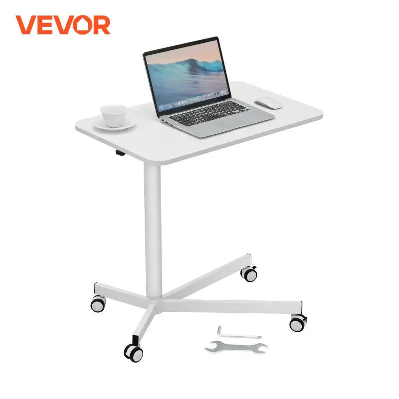 28"-44" Gas-Spring Height Adjustable Sit-Stand Desk W/ Wheels Portable Rolling Laptop Table Computer Cart for Home Office